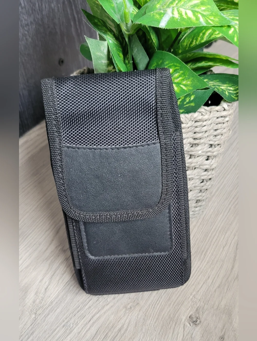 Black Clip-on Cellphone Carrier Holster with Belt Clip and Velcro Closure, 7